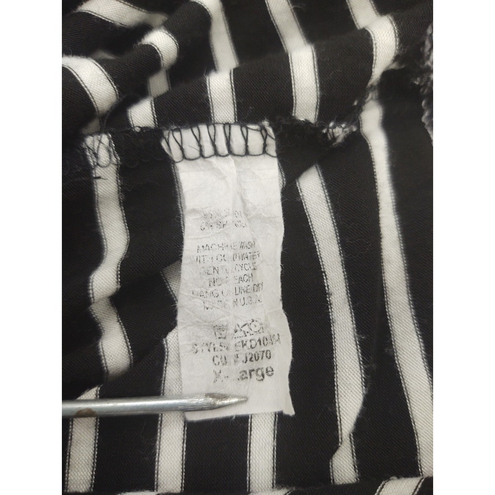 Egy Women's XL Black & White Striped Long Dolman Sleeve Boho Artsy Top Tunic - Picture 10 of 12